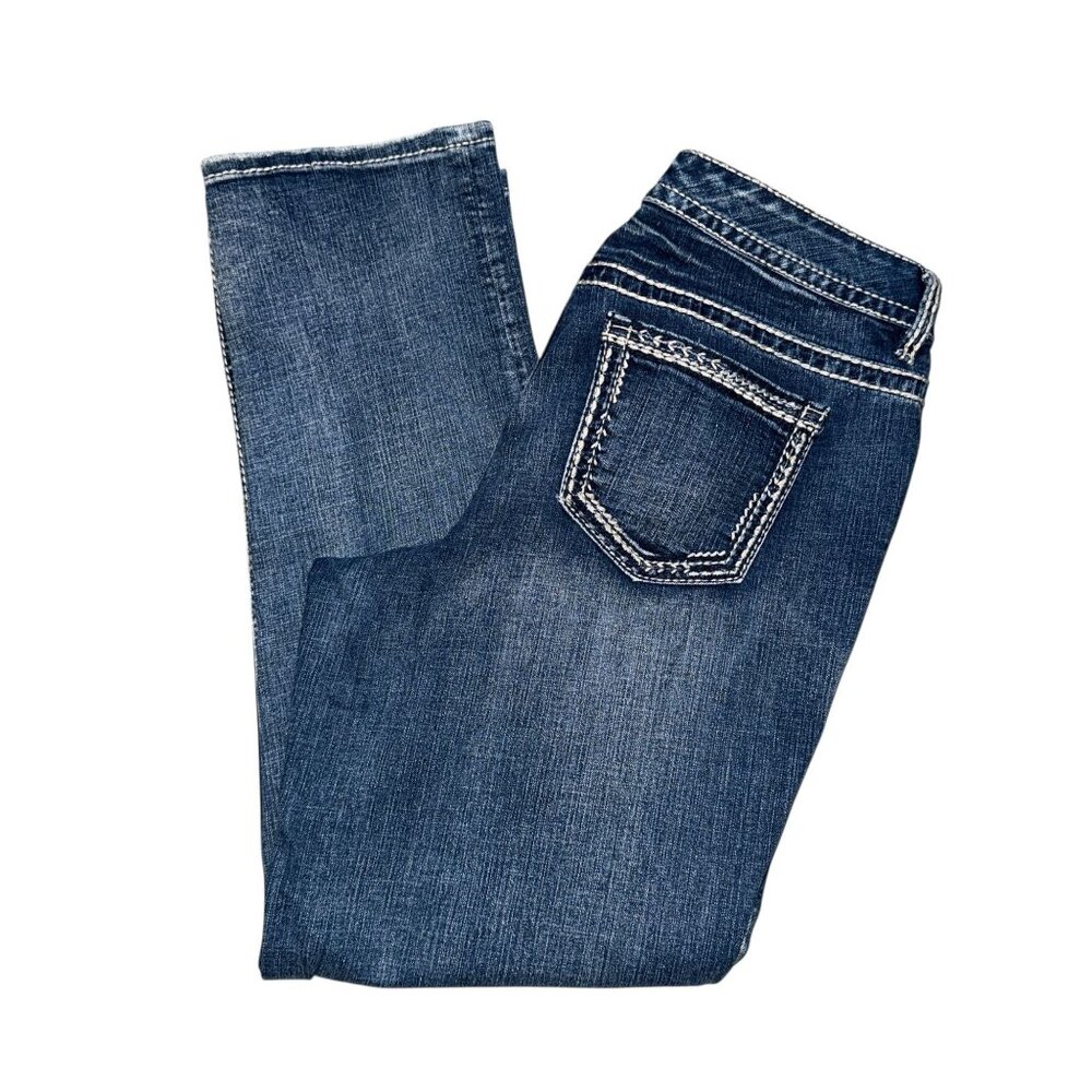 Maurices Straight Leg Jeans Womens Juniors 11 12 Distressed Frayed Ripped